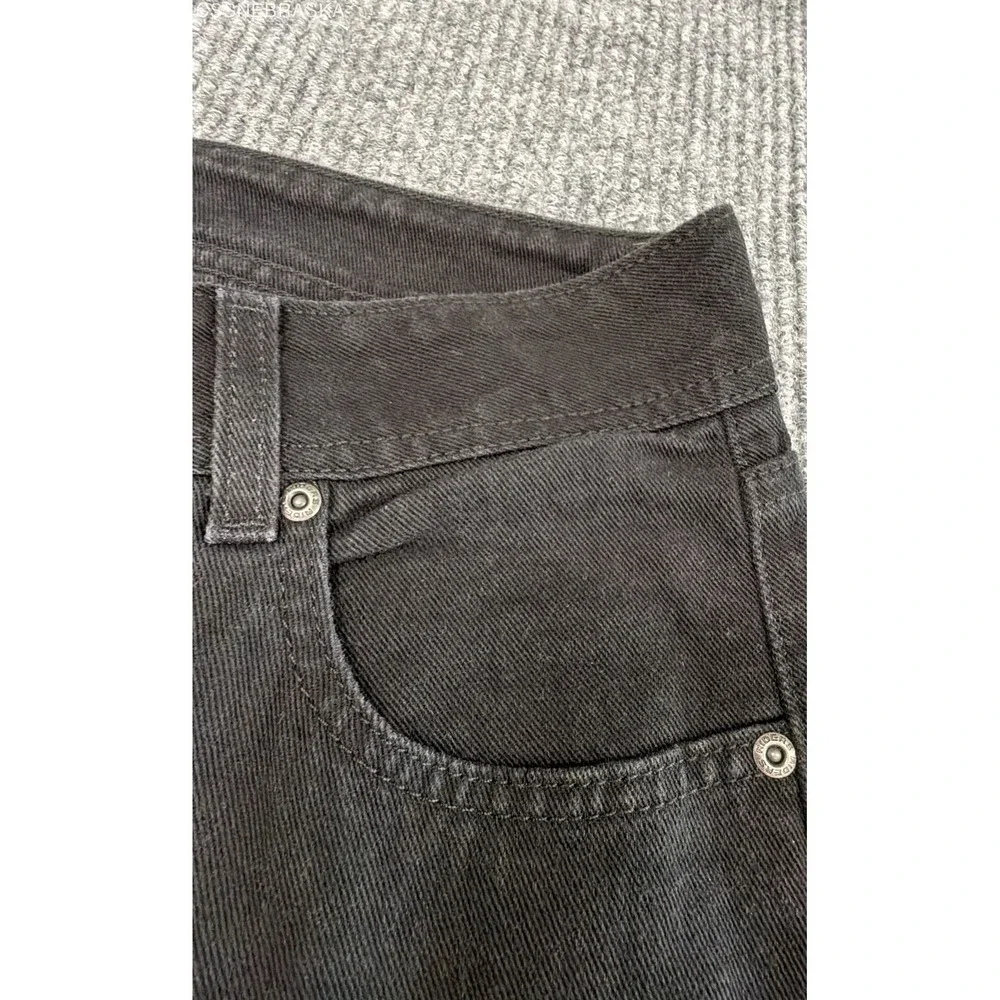 Riders Lee Dark Jeans Womens Black High Rise Straight Stretch Denim - Size 16P